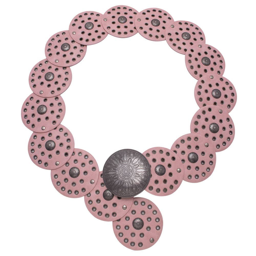 Y2K METAL WESTERN CONCHO EMBOSSED CIRCLE BELT, LVBT 100