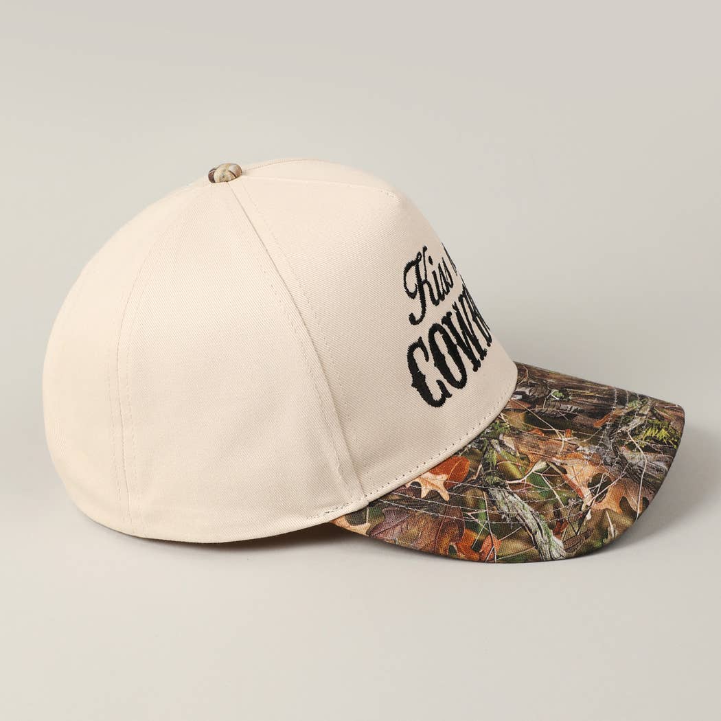 Kiss Me Cowboy Embroidery Two-Tone Cap