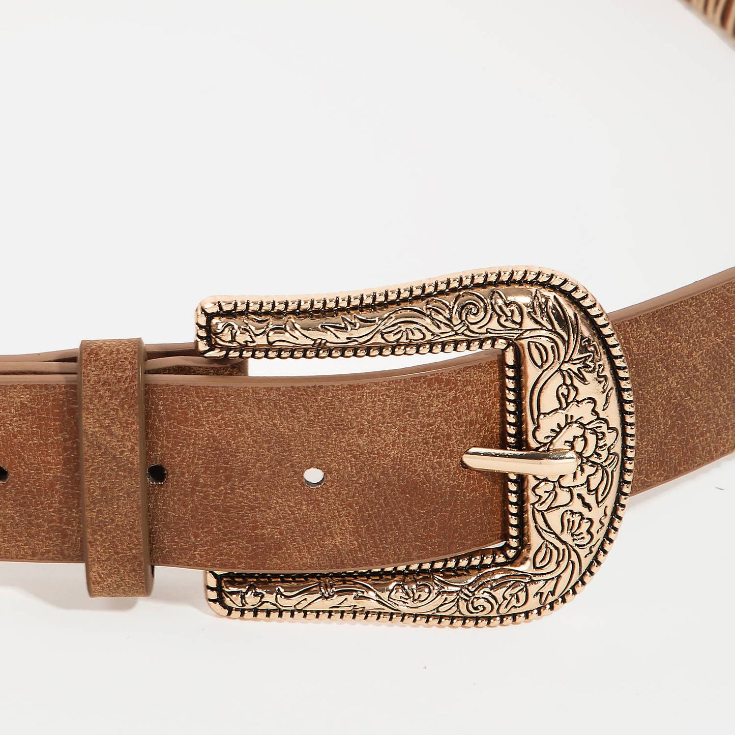 Western Floral Etched Buckle Belt