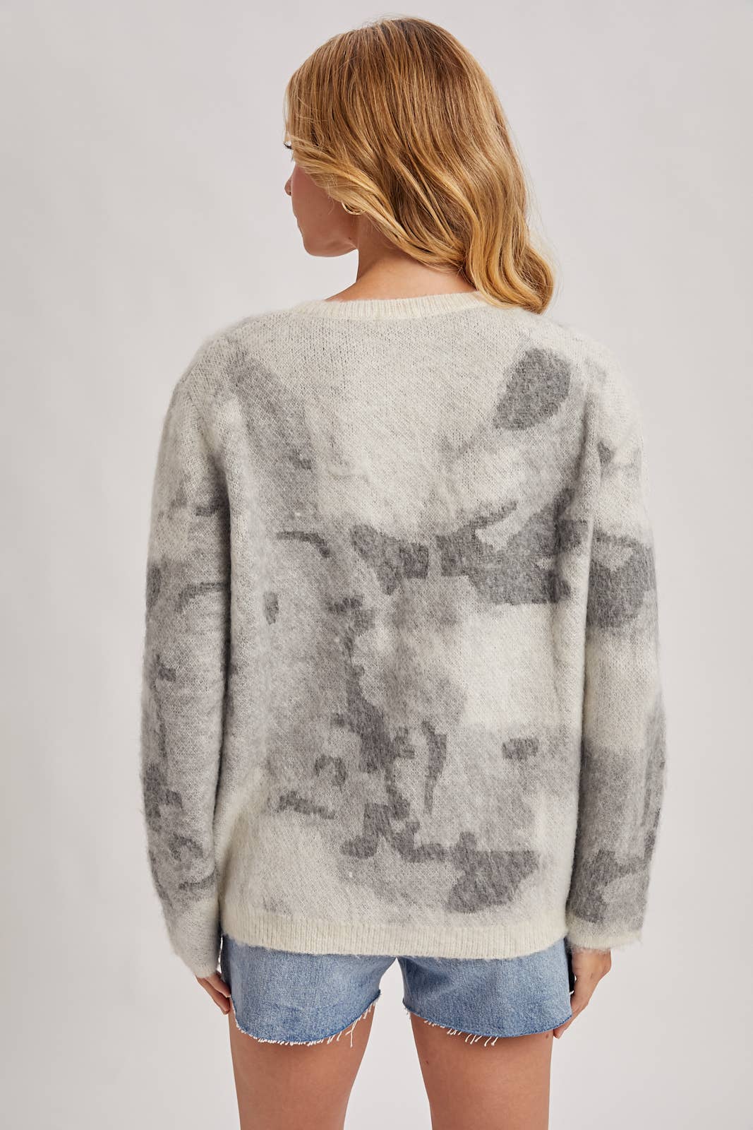 TIE-DYE FUZZY KNIT SWEATER PULLOVER