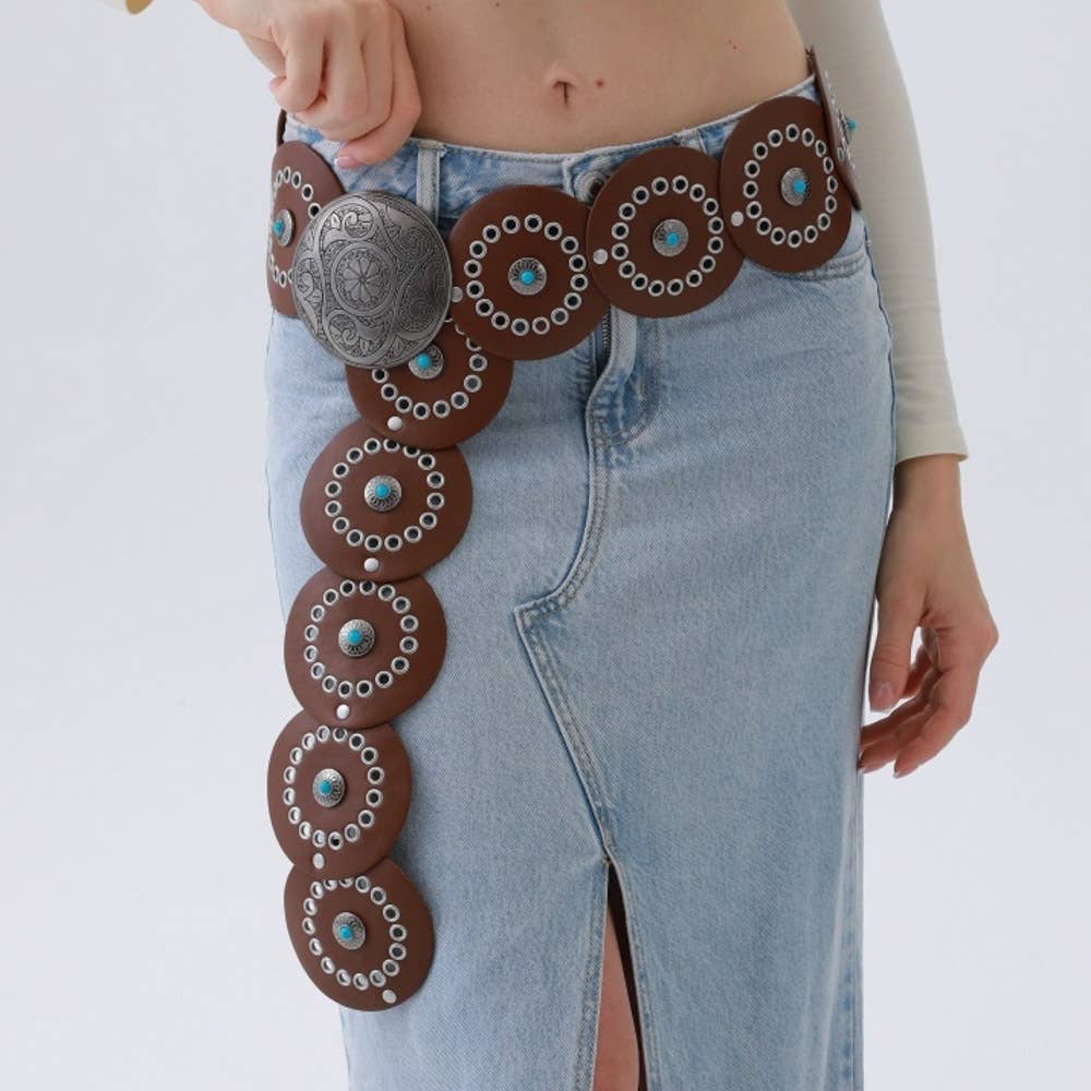 WESTERN CIRCLE BELT TURQUOISE EMBELLISHED, YB 8103