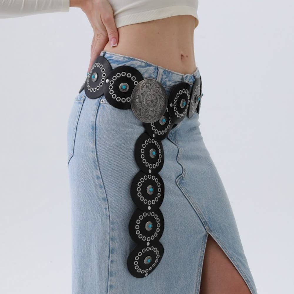 WESTERN CIRCLE BELT TURQUOISE EMBELLISHED, YB 8103