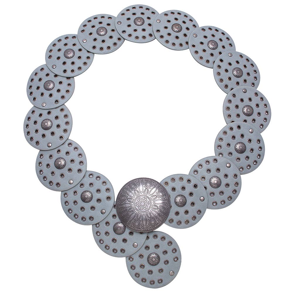 Y2K METAL WESTERN CONCHO EMBOSSED CIRCLE BELT, LVBT 100