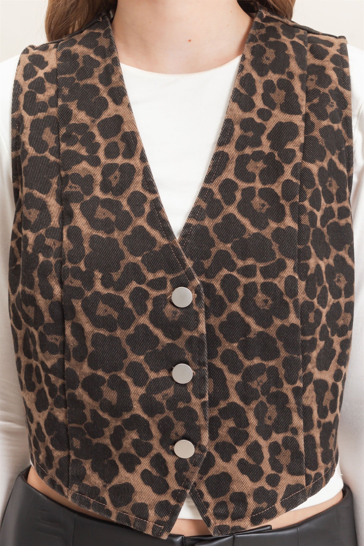 Leopard Print Button Vest