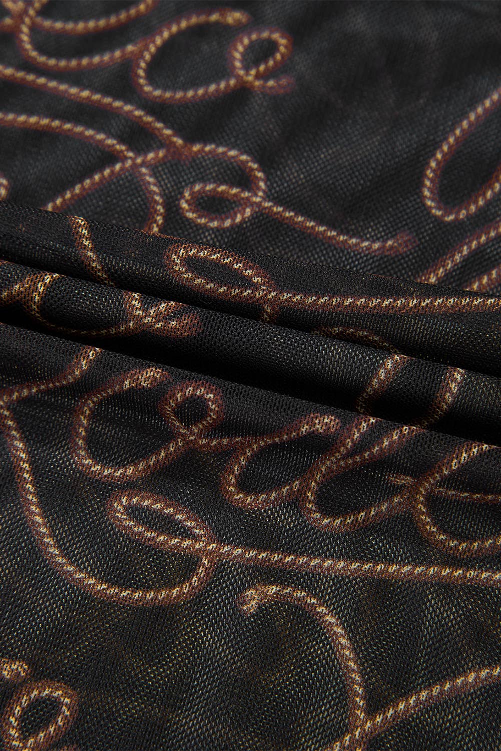 Western Printed Mock Neck Mesh Top | S-XL