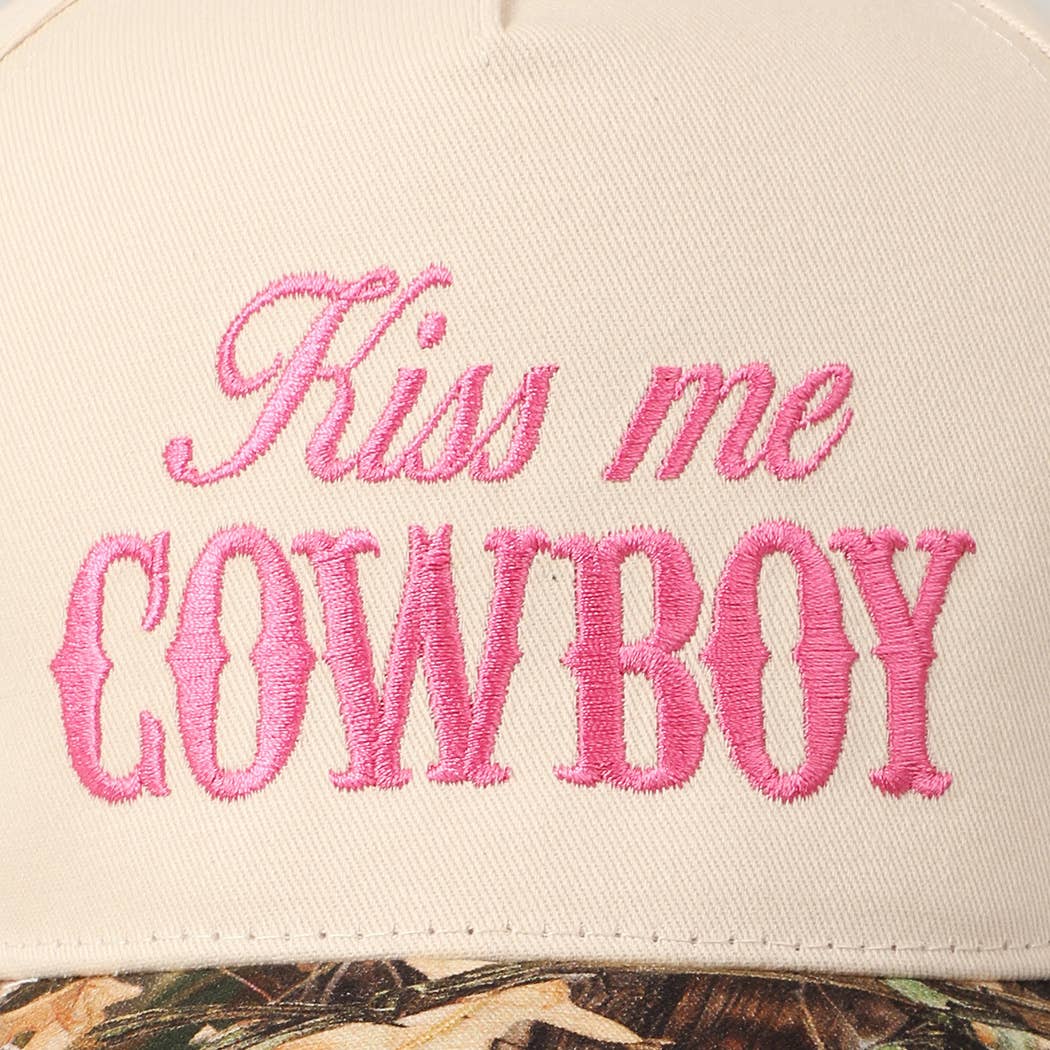 Kiss Me Cowboy Embroidery Two-Tone Cap