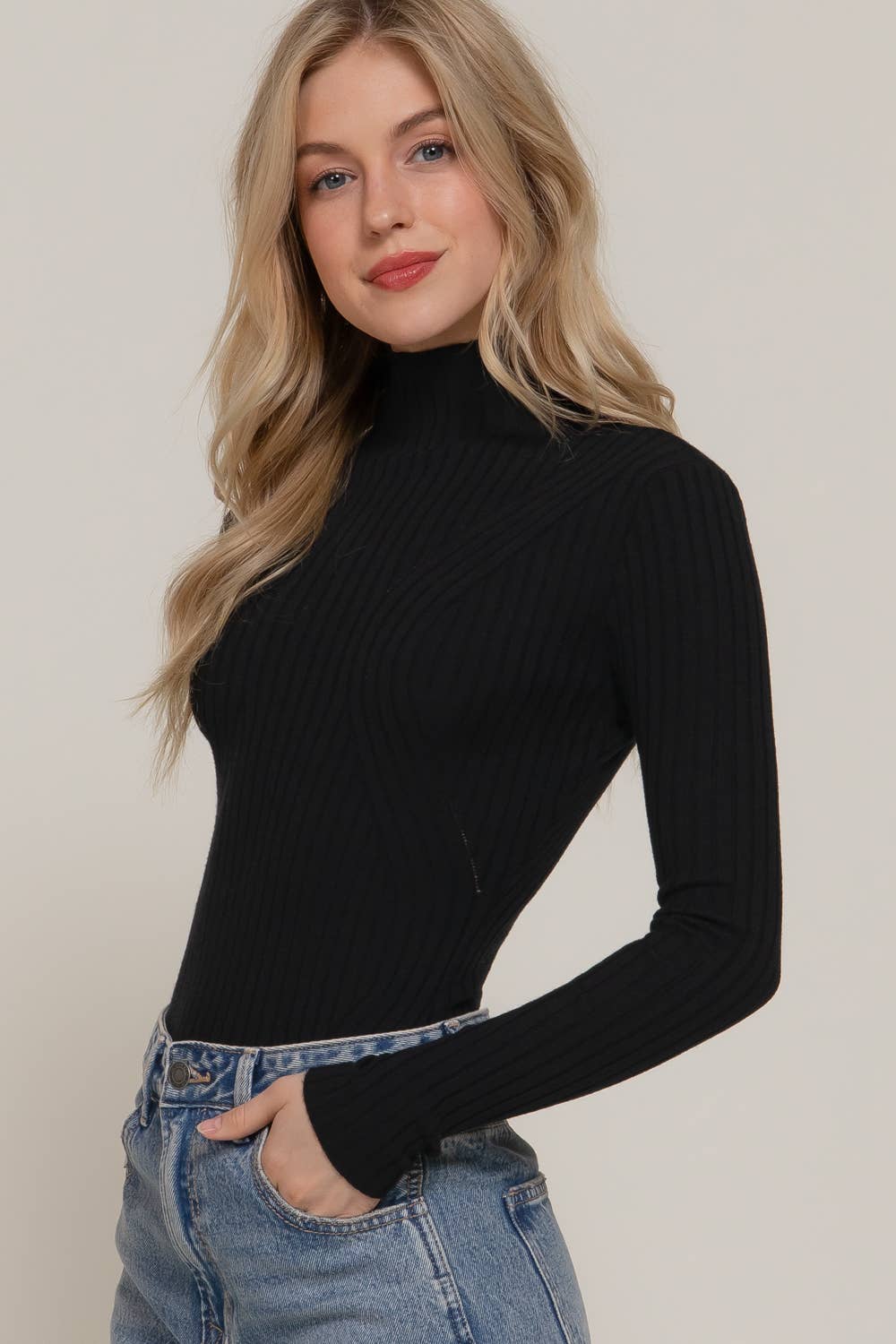 Long Sleeve Turtle Neck Sweater Bodysuit