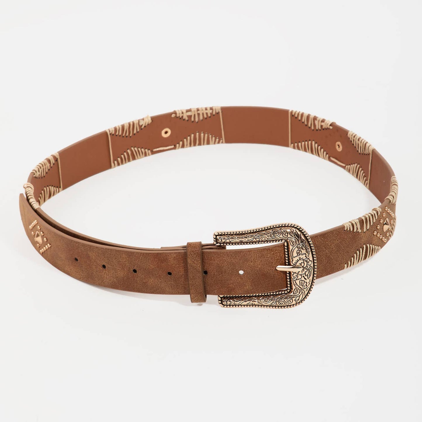 Western Floral Etched Buckle Belt