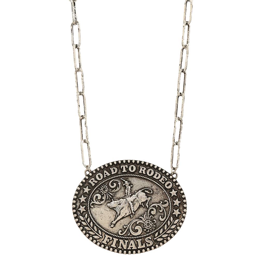 LARGE OVAL ROAD TO RODEO FINALS PENDANT CHAIN LINK, SN 0745