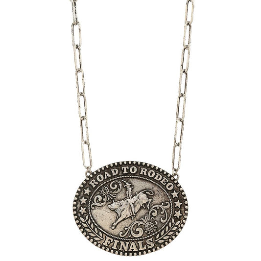 LARGE OVAL ROAD TO RODEO FINALS PENDANT CHAIN LINK, SN 0745