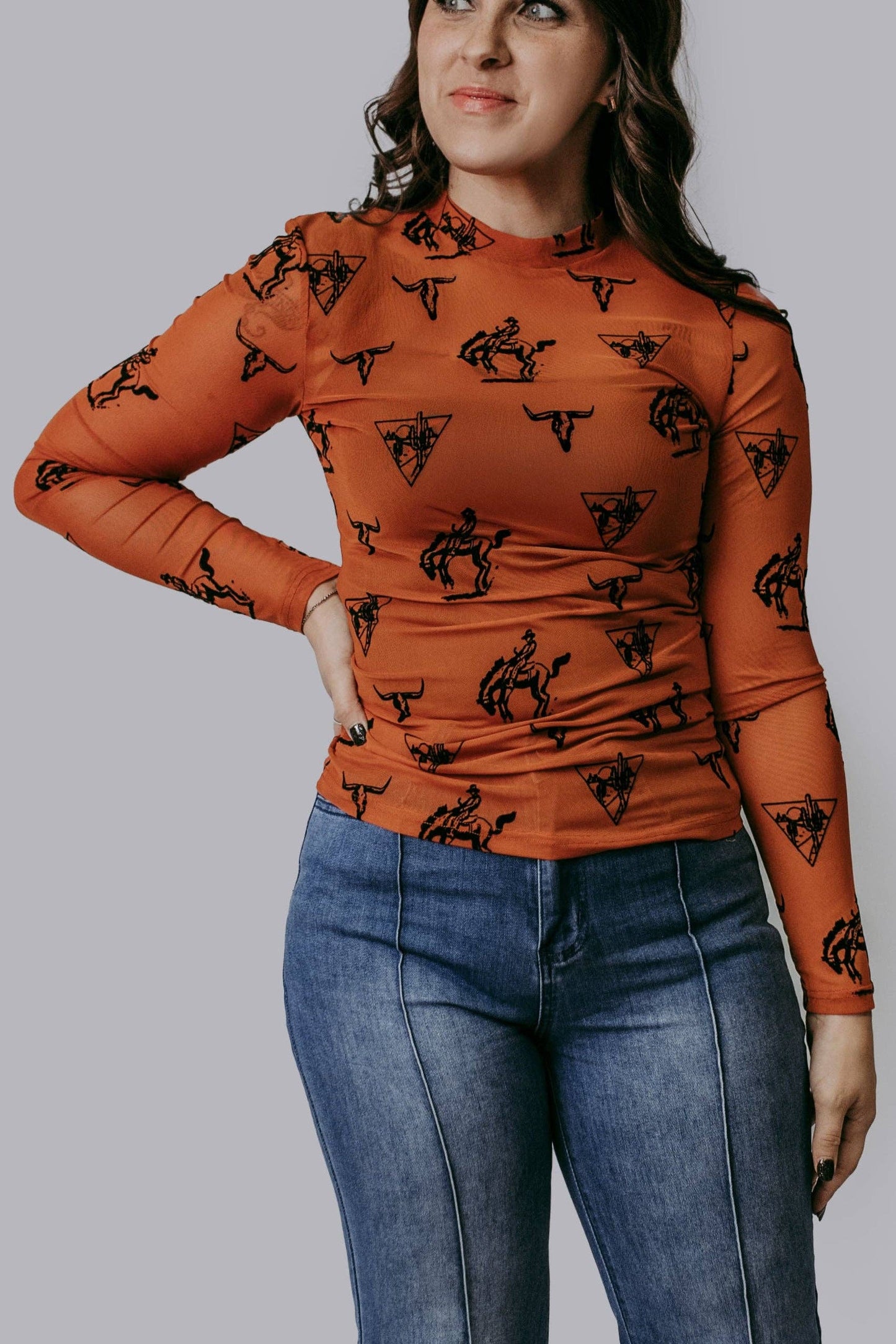 MK726 Southern Soul Velvet Mesh Top