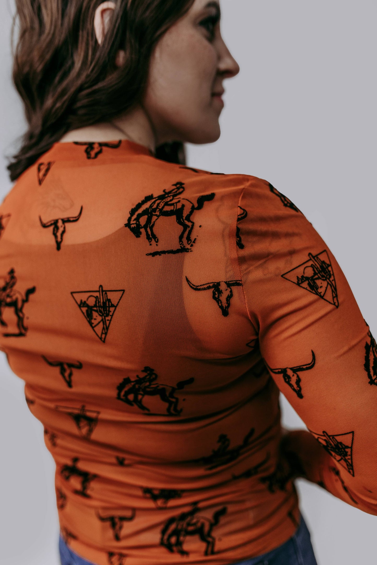 MK726 Southern Soul Velvet Mesh Top