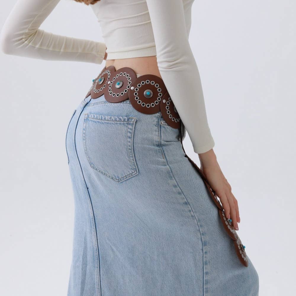 WESTERN CIRCLE BELT TURQUOISE EMBELLISHED, YB 8103