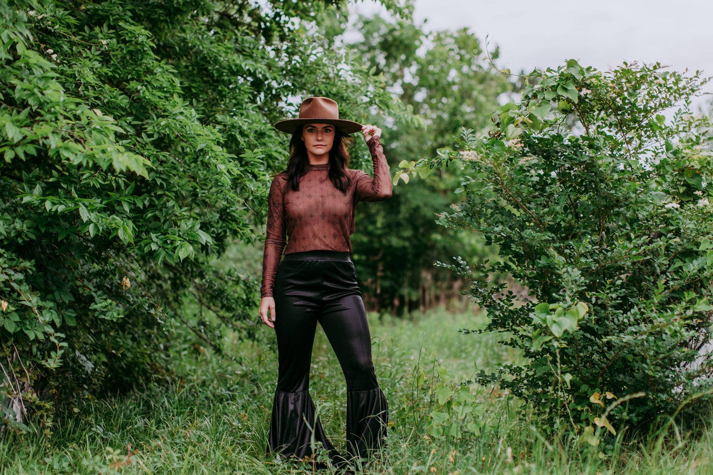 MK165 Sonora Aztec LS Mesh Top - Brown