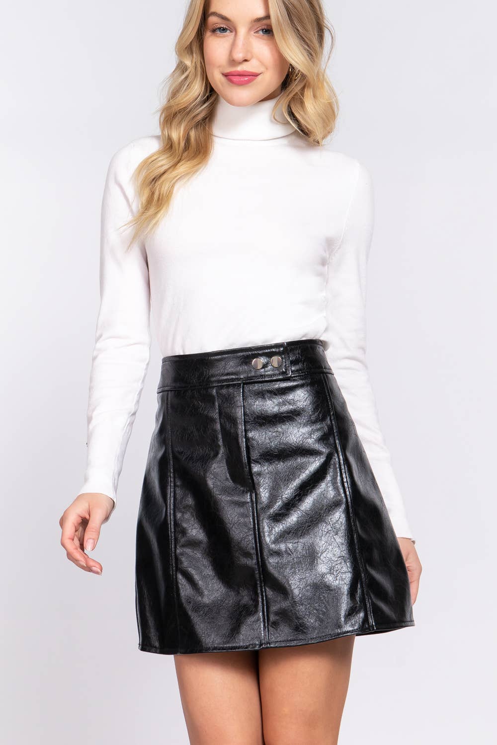 A-Line Coated PU Mini Skirt
