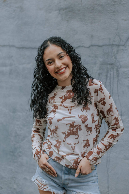 TZ104 Buffalo Dreams Mesh Top