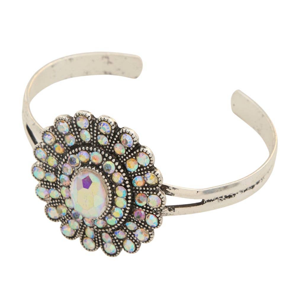 WESTERN RHINESTONE CONCHO METAL CUFF BRACELET, SB 2517