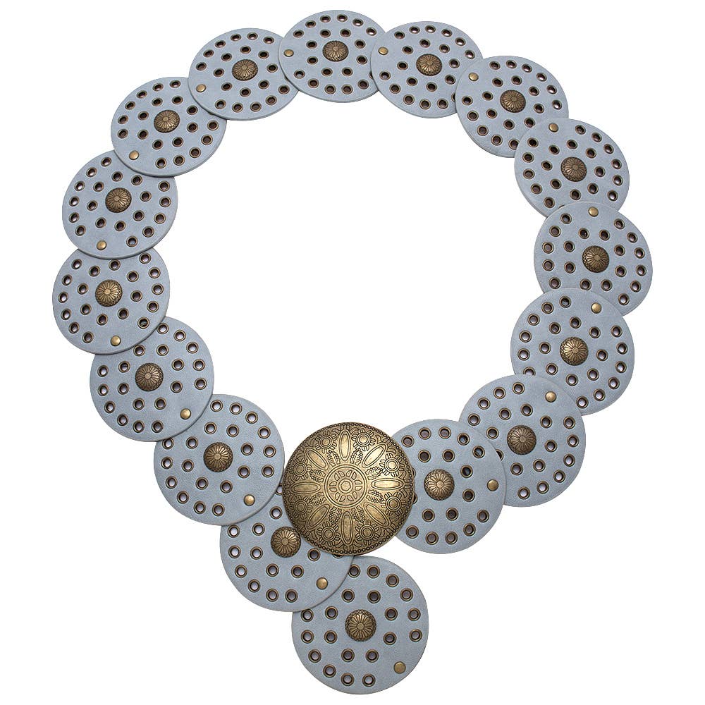 Y2K METAL WESTERN CONCHO EMBOSSED CIRCLE BELT, LVBT 100