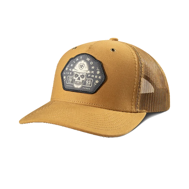 Ariat Men's Skull Patch 5 Panel Tan Cap