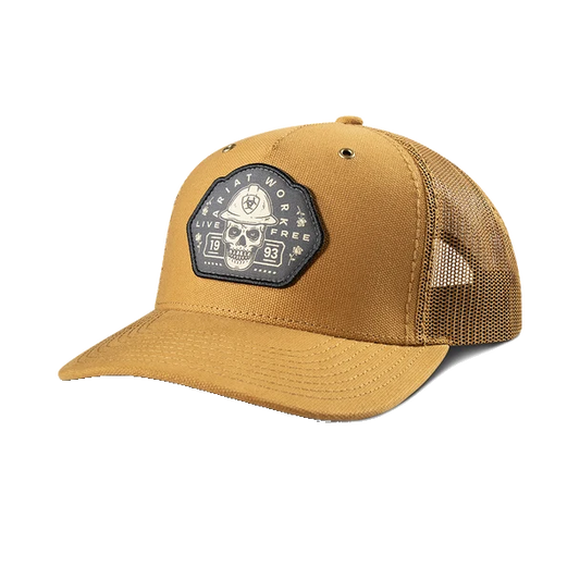 Ariat Men's Skull Patch 5 Panel Tan Cap