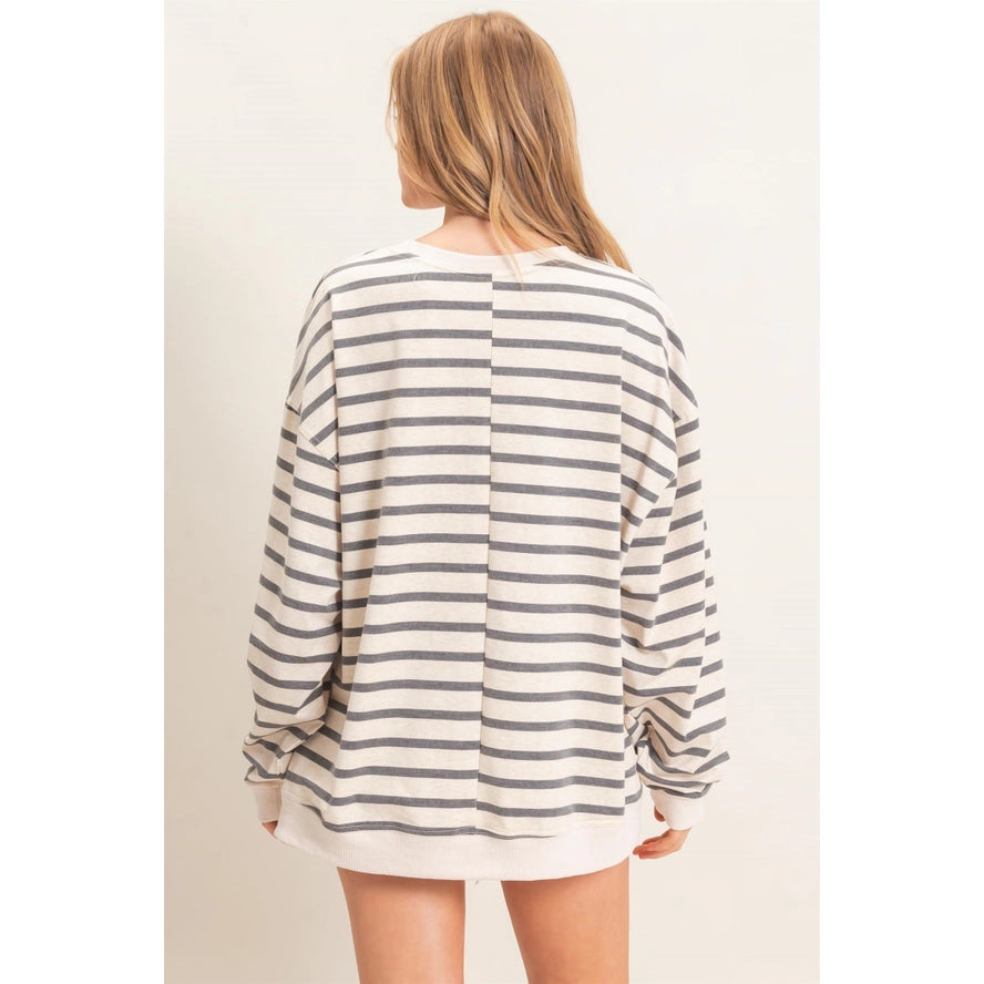 LStriped Long Sleeve Pullover