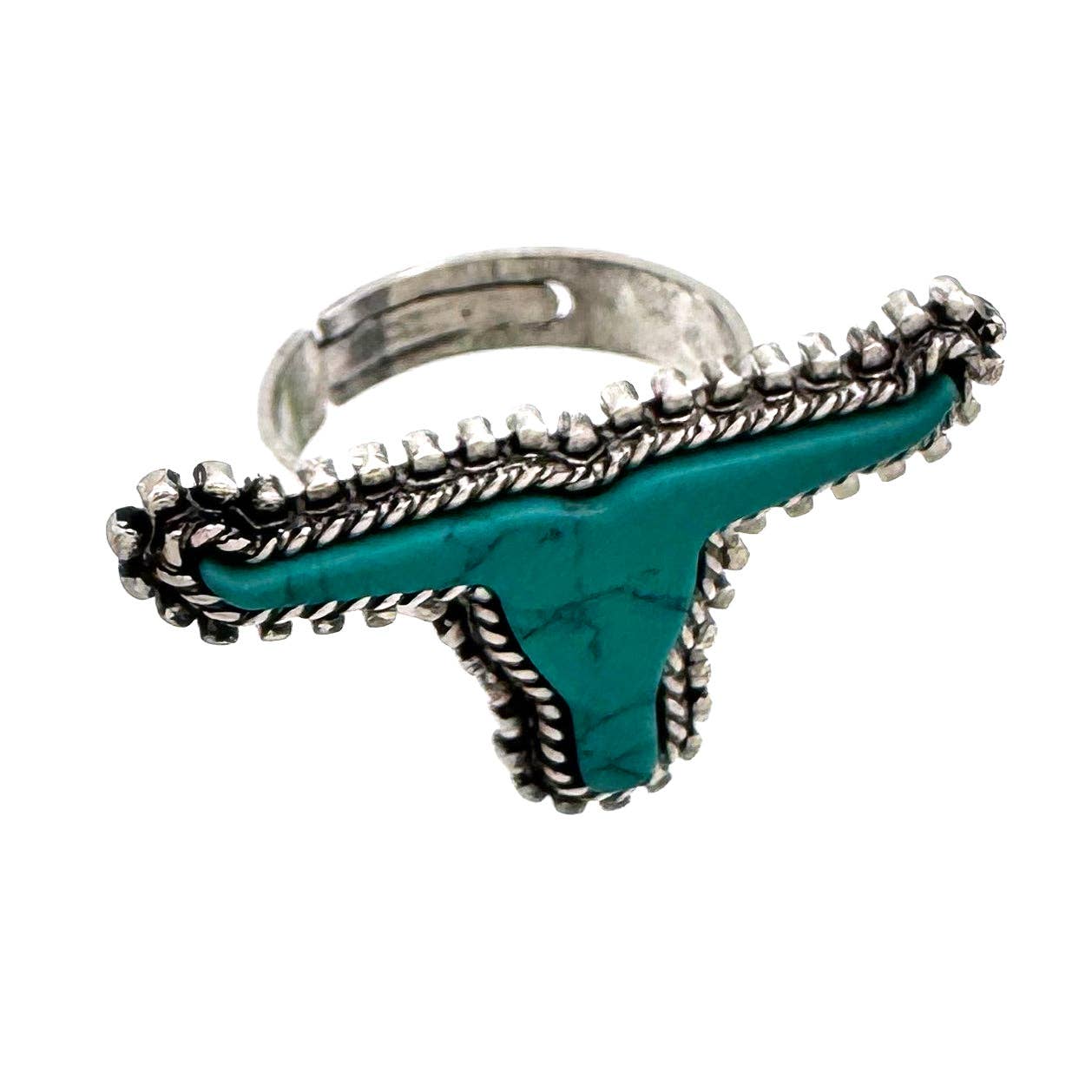 Longhorn Shape Turquoise Stone Western Ring
