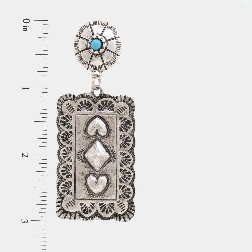 WESTERN STYLE SCALLOP EDGE RECTANGLE EARRING, SE 2424