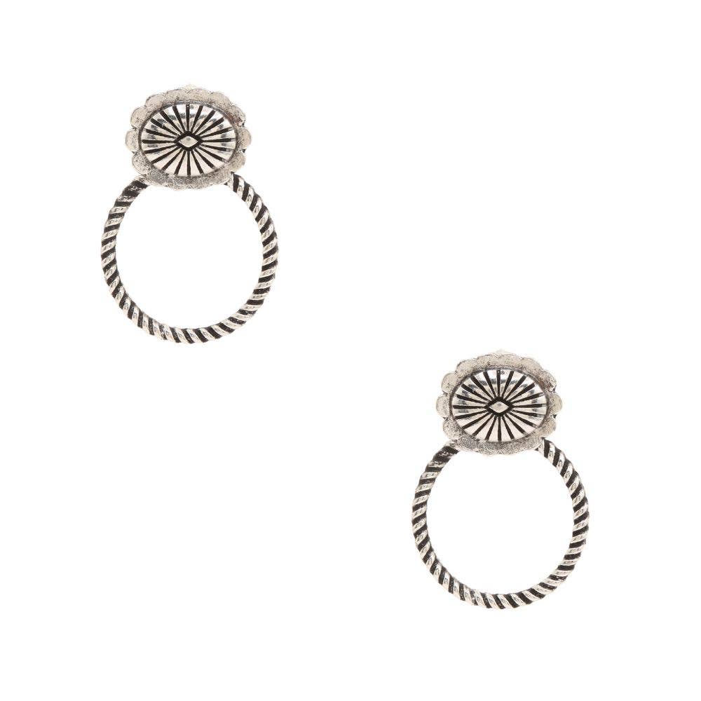 WESTERN STYLE OVAL CONCHO LINK METAL EARRING, SE 2916
