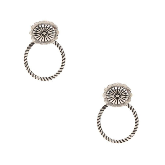 WESTERN STYLE OVAL CONCHO LINK METAL EARRING, SE 2916