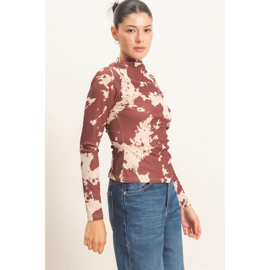 Asymmetrical Cow Print Top