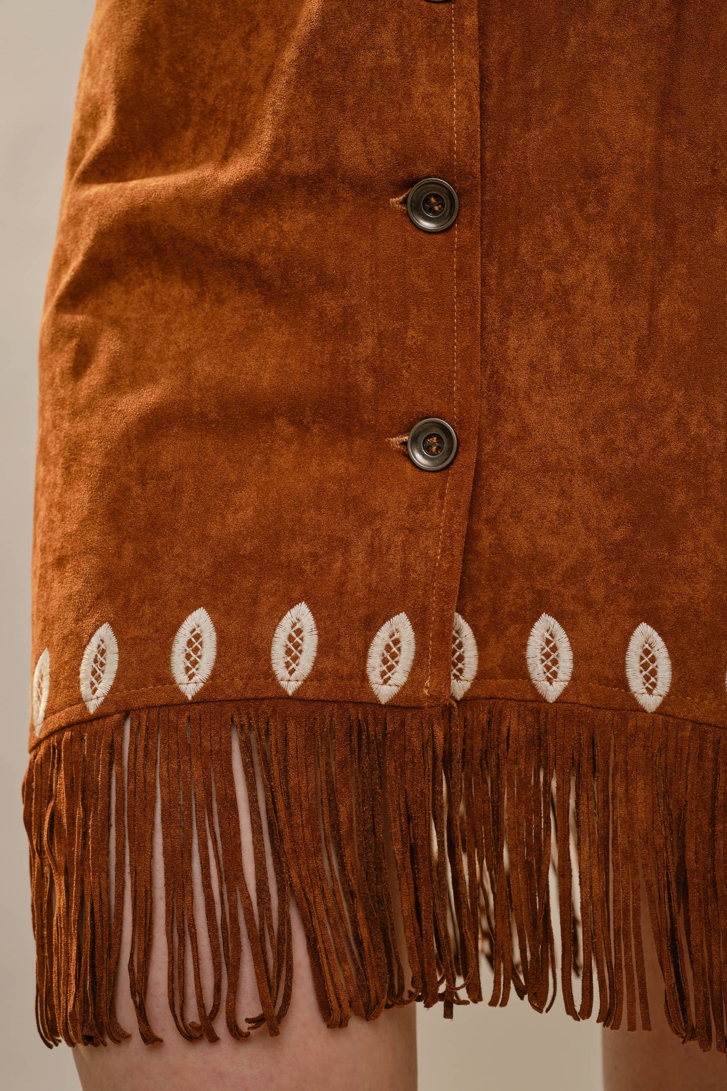 Embroidered Suede Fringe Dress