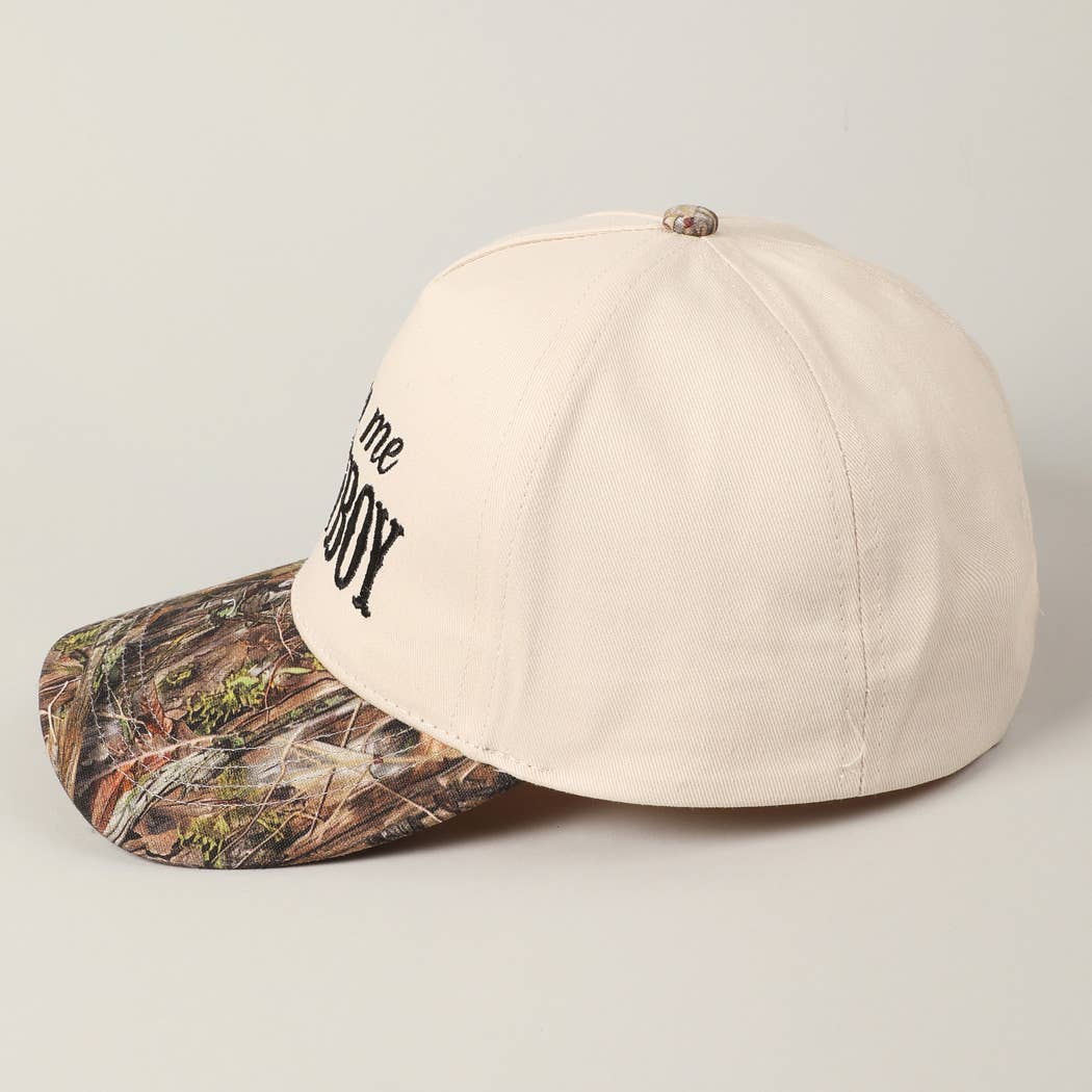 Kiss Me Cowboy Embroidery Two-Tone Cap