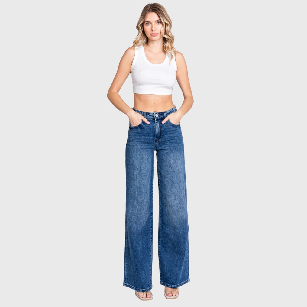 Petra 153 High Rise Comfort Stretch Wide Leg Jeans
