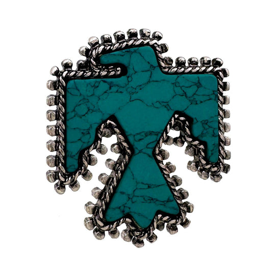 Thunderbird Shape Turquoise Stone Western Ring