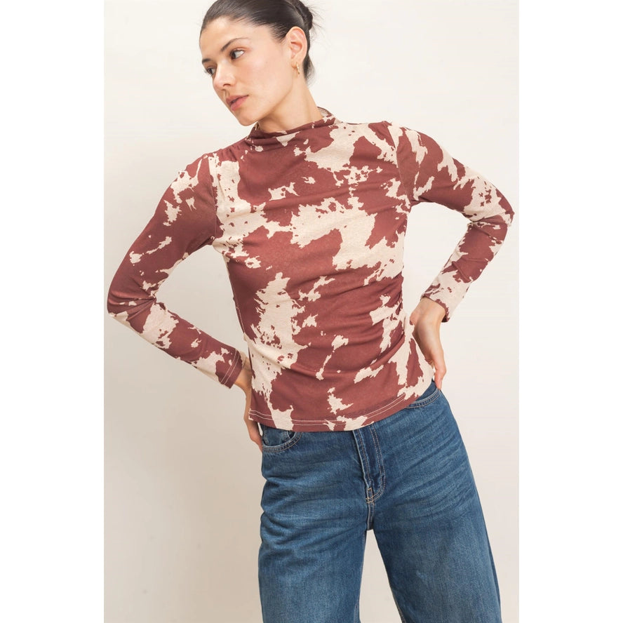 Asymmetrical Cow Print Top