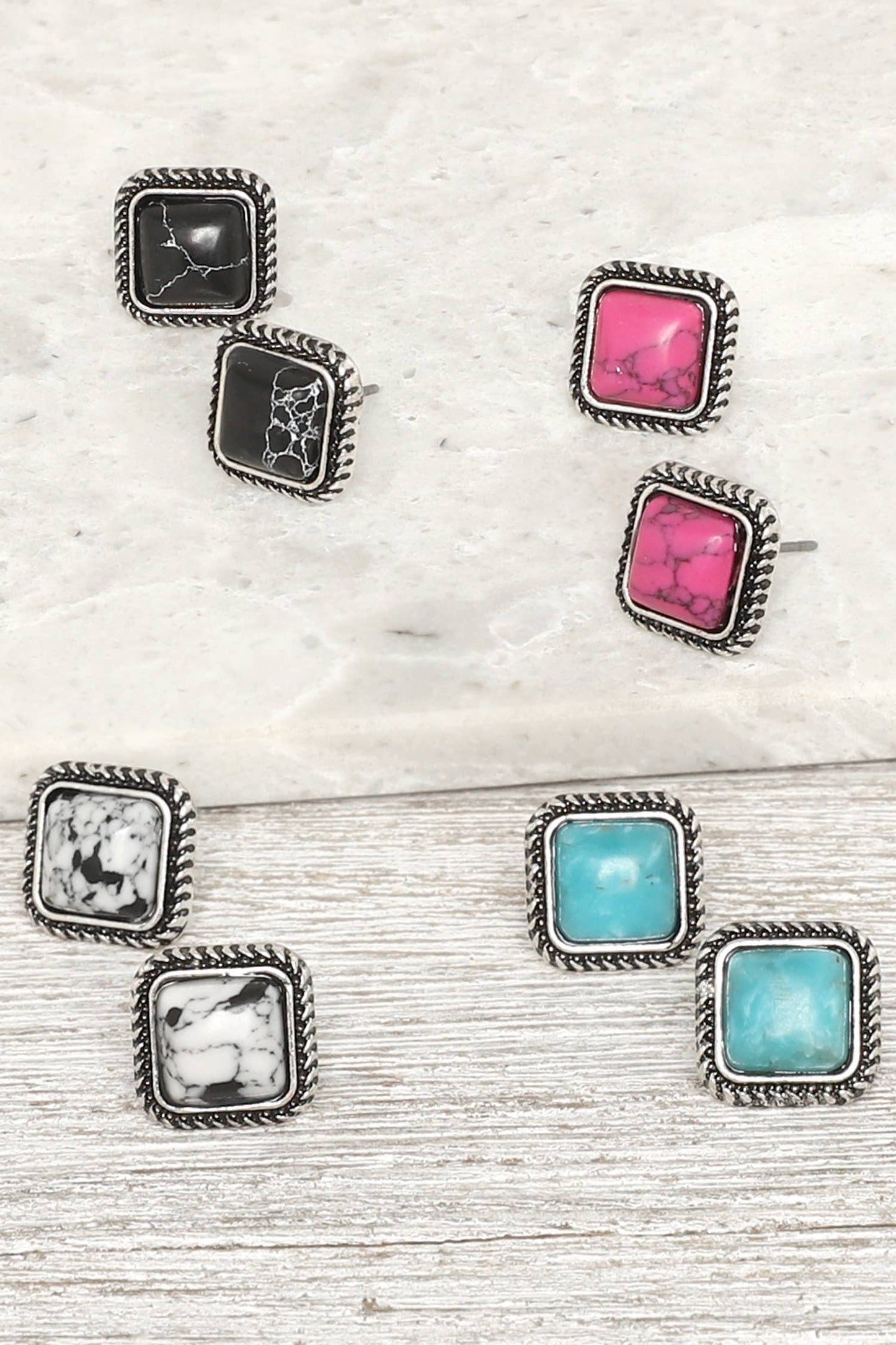 Western Navajo Turquoise Square Earrings