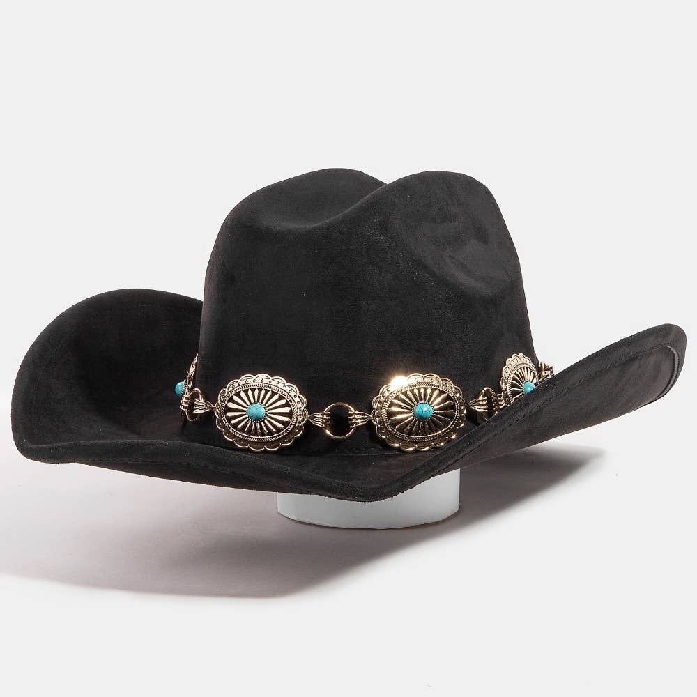 Turquoise Stud Concho Belt Western Cowboy Hat