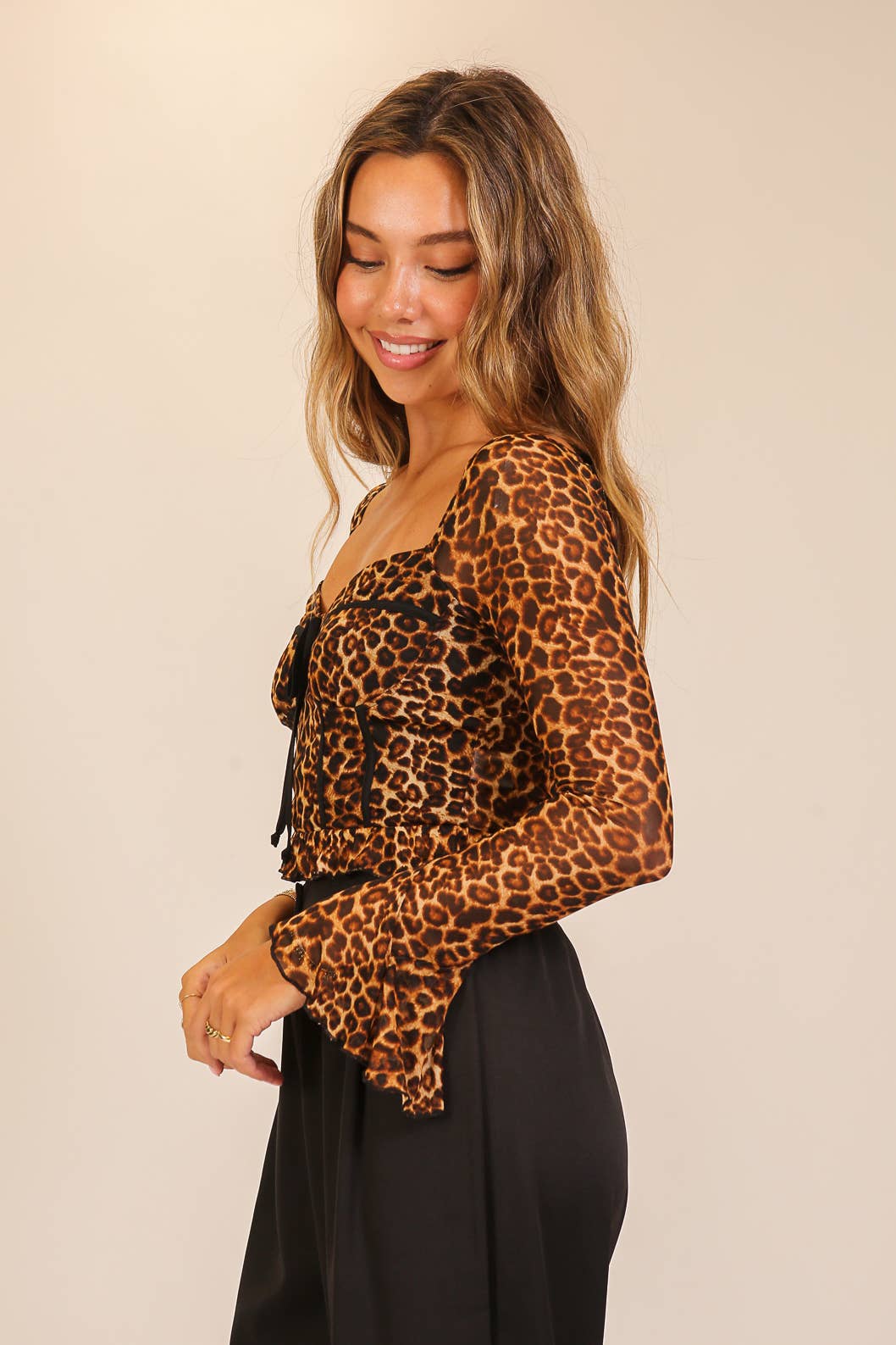 Leopard Print Lace-Trim Corset Top