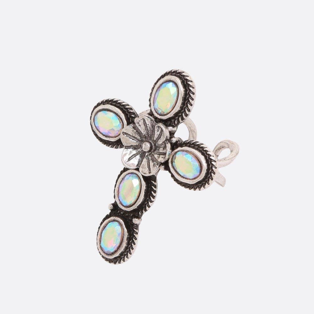 WESTERN CROSS TURQUOISE BEAD ADJUSTABLE RING, SR 0419 SA