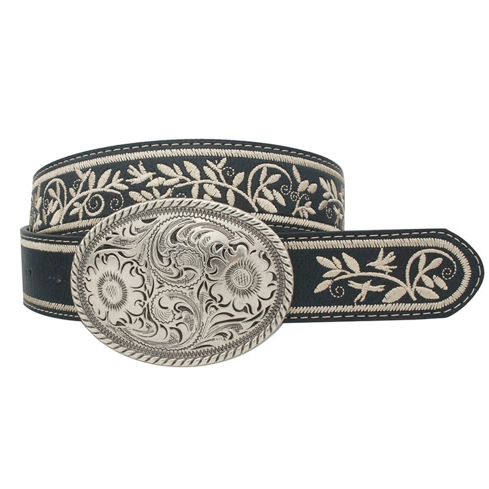 EMBROIDERED STRAP OVAL BUCKLE BELT, IW 36004ASL