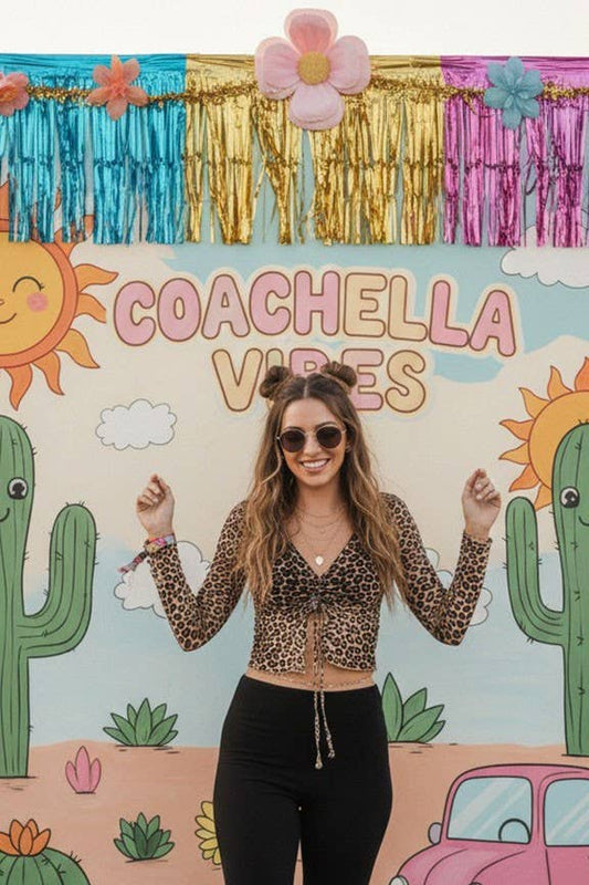 Leopard Print Ruched Festival Top