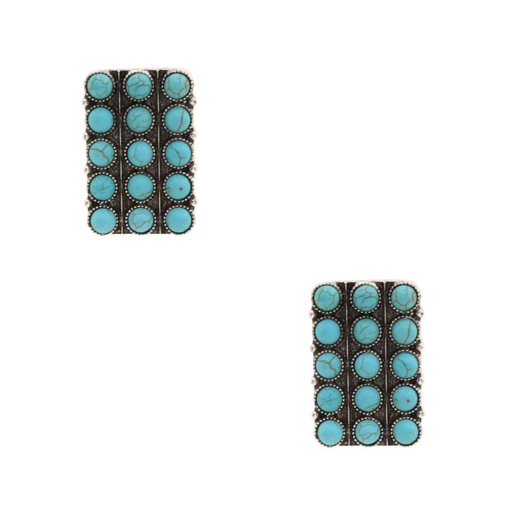 TURQUOISE BEADED RECTANGLE EARRING, SE 2762