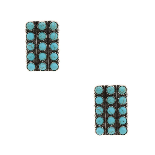 TURQUOISE BEADED RECTANGLE EARRING, SE 2762