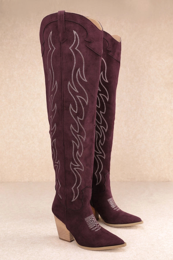 Abby Embroidered Over Knee Western Boots