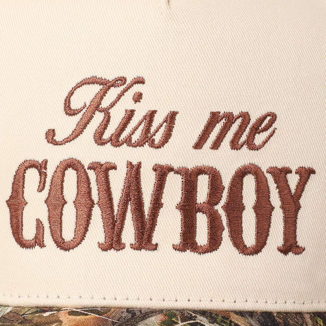 Kiss Me Cowboy Embroidery Two-Tone Cap