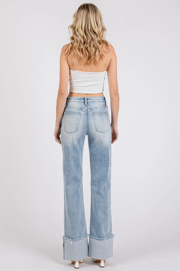 LA High Rise Super Stretch Wide Flare w/ Cuffed Hem