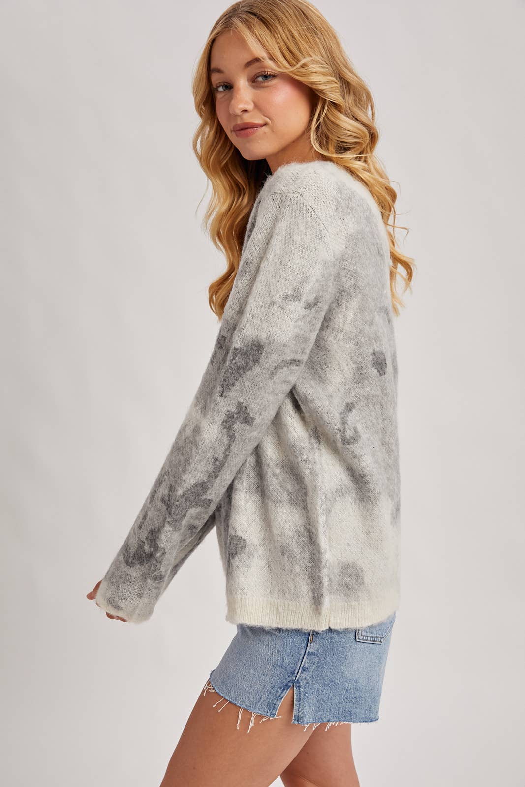 TIE-DYE FUZZY KNIT SWEATER PULLOVER