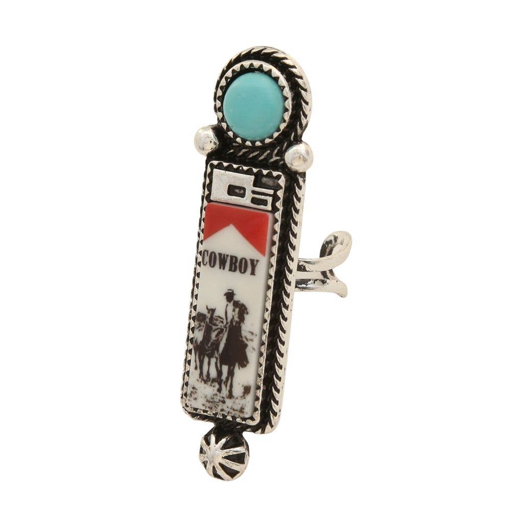WESTERN TURQUOISE BEAD COWBOY LIGHTER SHAPE ADJUST, SR 0650