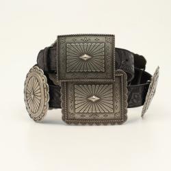 Ariat 1 1/2" Embossed Oval Rectangle Concho Black