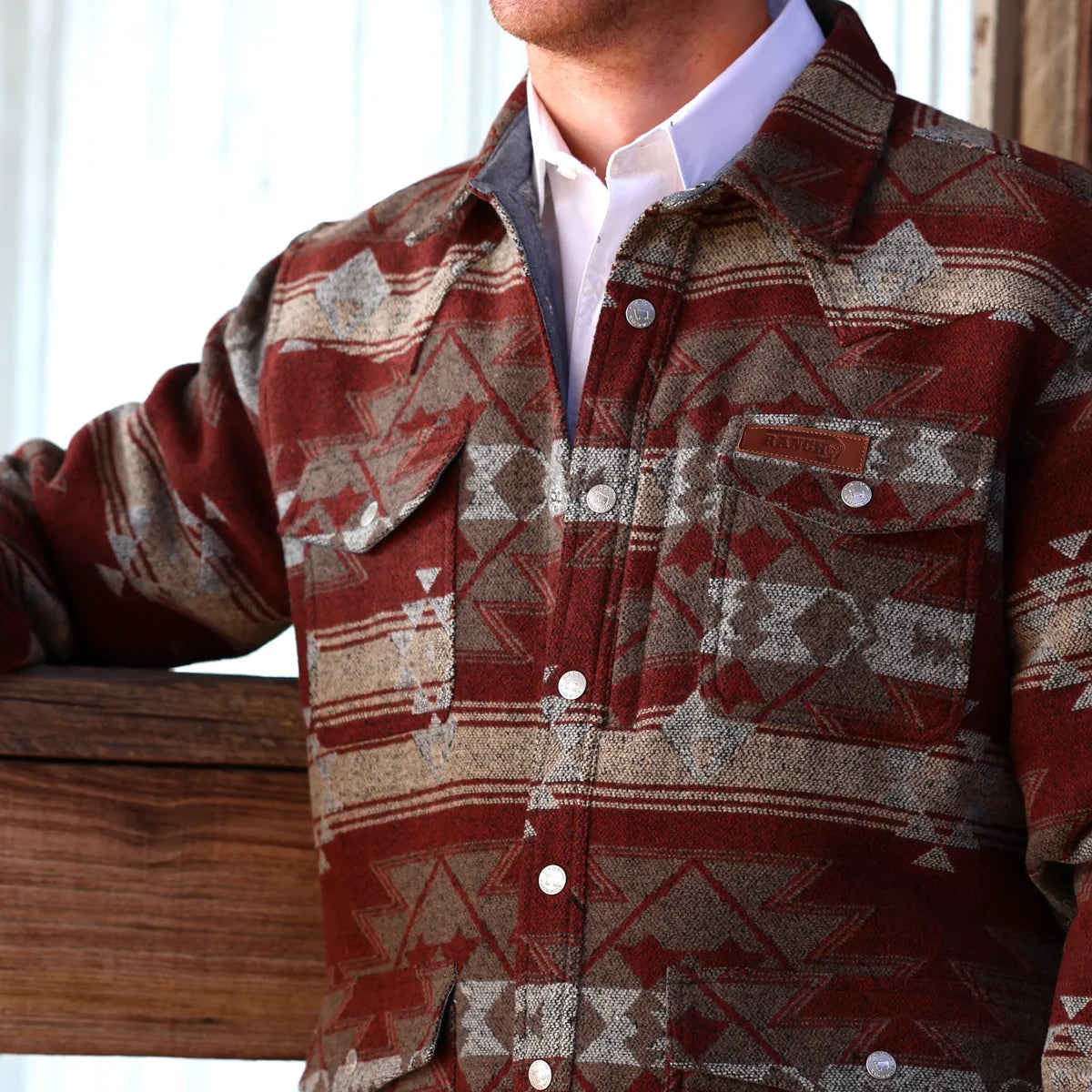 Lazy J Ranch Men's Aztec Jacket - Rust